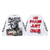 25ss cross-border trendy brand Hell Star high-quality loose casual printed washed vintage long-sleeve unisex shirt