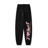 Trendy Hip-Hop Singer Foil Letter 555555 Couple's Hoodie, Casual Loose Pink Sweatshirt, Unisex
