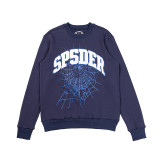 25ss high-quality Sp555der trendy high street style rhinestone embossed letter spider web hoodie for men and women