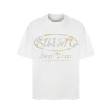 Saint Michael vintage European and American trendy heavy-duty loose-fit pure cotton couple's short-sleeve summer T-shirt for men and women