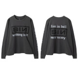 Hip-hop SAINT MICHAEL ICON new vintage graffiti loose-fit round-neck long-sleeve T-shirt for men and women