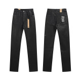 Cross-border foreign trade KS new American retro basic high street ripped and patched trendy cool straight men's jeans