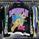 SS Cross-Border Fashion Wholesale Rou Street Hip-Hop Retro Printed Ripped Fake Two-Piece Loose Long-Sleeve for Men and Women
