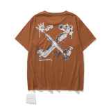 25ss cross-border trade off ow Monet oil painting arrow T-shirt unisex loose-fitting couple's short-sleeve trendy shirt