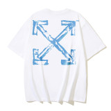25ss high-quality OFF OW trendy high street arrow print summer short-sleeve casual loose T-shirt for men and women couples