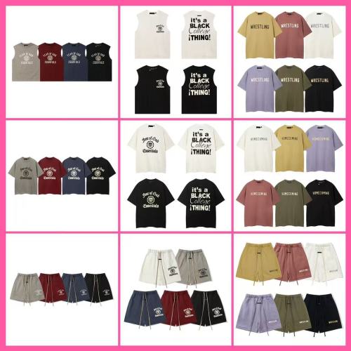 FOG ICON Spring/Summer New Double Row Dopamine Letter Short Sleeve Unisex High Street T-Shirt