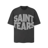 25ss cross-border European and American trendy brand high street loose casual retro short-sleeve T-shirt for men and women with printed letter and portrait designs