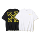 American streetwear brand OFF OW arrow graffiti print heavy-duty street style summer short-sleeve high street casual T-shirt for men and women