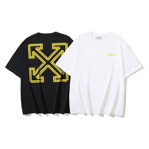 American streetwear brand OFF OW arrow graffiti print heavy-duty street style summer short-sleeve high street casual T-shirt for men and women
