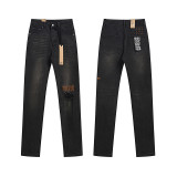 Cross-border foreign trade KS new American retro basic high street ripped and patched trendy cool straight men's jeans