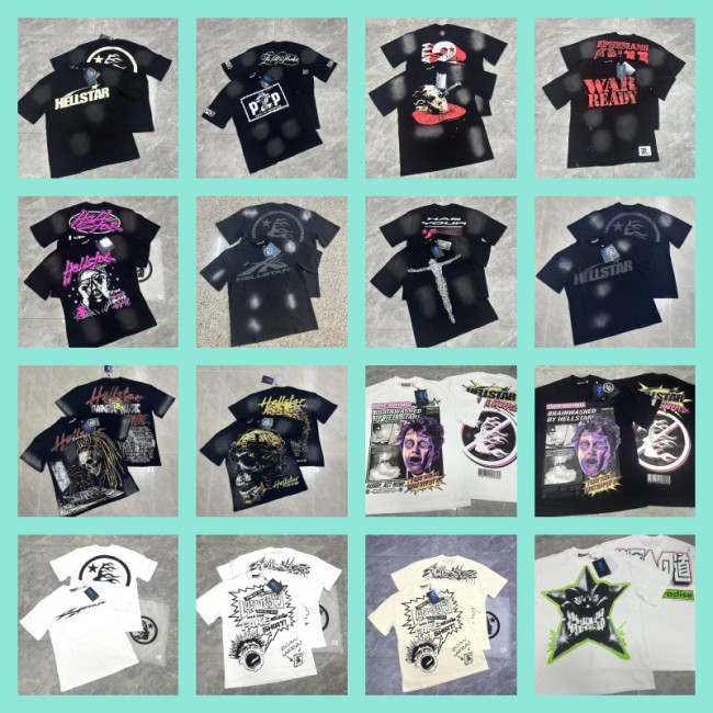 American-style super popular niche trendy brand summer Hell Star full-print graffiti short-sleeve loose-fit unisex T-shirt