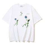 25ss European and American cross-border fashion high street OFF-WHITE high-quality printed graffiti loose short-sleeve T-shirt for men and women