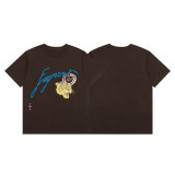 Travis Scott Cactus Jack trendy face and rose monument pattern printed casual short-sleeve T-shirt