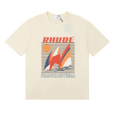 25ss cross-border European and American trendy brand RHUDE character, coconut tree, and letter print American style short-sleeve T-shirt, unisex