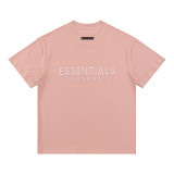 Heavyweight pure cotton FOG ICON small collar t-shirt, American style high-neck short-sleeve, loose fit, drop shoulder, unisex summer top