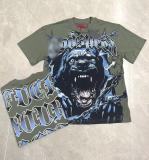 25ss American fashion brand GOD high street washed distressed printed spliced vintage summer loose short-sleeve T-shirt for men and women