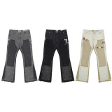 Gallery Dept European and American high street vintage washed loose wide-leg micro-flared multi-color patchwork washed denim jeans