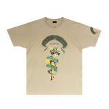 REPRESENT Summer New Vintage Lark Bird Print Loose American Style Trendy Casual Short Sleeve T-Shirt for Men and Women
