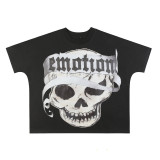 Cross-border foreign trade MIXED EMOTION American fashion brand Angel high street rhinestone bat sleeve loose short-sleeve T-shirt for men