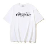 Wholesale high-quality foreign trade trendy brand off-shoulder short-sleeve T-shirts with melting arrow gradient starry sky splatter ink design, couple style