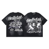 Cross-border American streetwear brand Hell Star washed vintage letter print loose-fitting youth short-sleeve street T-shirt, unisex