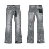 Cross-border European and American Purple Brand jeans, washed, distressed, vintage, ripped, with splatter paint, cool and stylish, Amiri American style