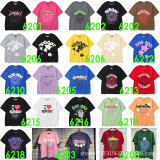 Cross-border trendy brand Sp555der loose hip-hop spider web letter t-shirt, couple's matching classic casual short sleeve