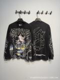 Autumn and winter cross-border American-style skull rock street washed print vintage cotton long-sleeve shirt for men and women