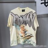 Cross-border American style new trendy brand retro distressed print street casual loose short-sleeve t-shirt, same style for couples