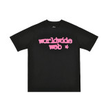 25ss Cross-Border Foreign Trade Sp555der American Trend High Street Rhinestone Foam Print Loose Fit Unisex Short Sleeve T-Shirt