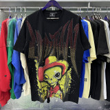 MIXED EMOTION High-Quality Fashionable High-Street Angel Rhinestone Vintage Loose-Fit Short-Sleeve Full-Print Unisex T-Shirt