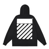 25ss American fashion high street OFF series autumn and winter OW arrow stripe trendy casual unisex loose hooded sweatshirt