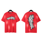 New cross-border HELL trendy high-quality vintage distressed T-shirt, loose fit printed short-sleeve T-shirt, unisex style for couples