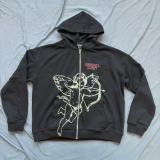Cross-border foreign trade MIXED EMOTION American style trendy brand high street rhinestone loose hoodie sweatshirt unisex set