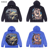 25 Cross-border Trendy American Retro God Classic Print Hooded Sweatshirt for Men and Women, Pure Cotton, High Quality, Loose Fit