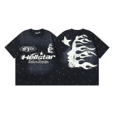 New cross-border HELL trendy high-quality vintage distressed T-shirt, loose fit printed short-sleeve T-shirt, unisex style for couples