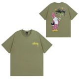 Summer short-sleeve Stus heavy-duty long-sleeve with correct lettering, high-quality American streetwear brand for couples