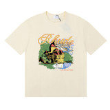 25ss cross-border European and American trendy brand RHUDE character, coconut tree, and letter print American style short-sleeve T-shirt, unisex