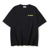 25ss American style trendy brand high-quality off-shoulder short-sleeve T-shirt with melting arrow gradient starry sky ink splatter design for men and women