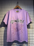 Cross-border trendy brand Sp555der loose hip-hop spider web letter t-shirt, couple's matching classic casual short sleeve