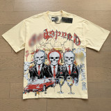 26ss Cross-Border Foreign Trade GOD American Trend High Street Vintage Washed Distressed Skull Unisex Loose Fit Printed Short Sleeve T-Shirt