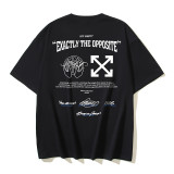 Wholesale high-quality foreign trade trendy brand off-shoulder short-sleeve T-shirts with melting arrow gradient starry sky splatter ink design, couple style