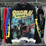 SS Cross-Border Fashion Wholesale Rou Street Hip-Hop Retro Printed Ripped Fake Two-Piece Loose Long-Sleeve for Men and Women