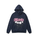 New autumn and winter 55555 spider print terry hooded sweatshirt, American street style casual loose hoodie