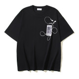 American streetwear brand OFF OW arrow graffiti print heavy-duty street style summer short-sleeve high street casual T-shirt for men and women