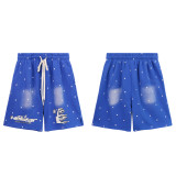 Hell Star Washed Vintage Casual Shorts Summer New European and American Trendy Brand Hip-Hop Shorts for Men and Women