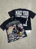 26ss cross-border foreign trade European and American trendy brand GOD high street washed distressed printed spliced vintage short-sleeve T-shirt for men and women