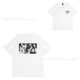 American trendy brand STU short-sleeve t-shirt in white with printed designs, casual style for couples, unisex