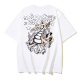 Wholesale high-quality foreign trade trendy brand off-shoulder short-sleeve T-shirts with melting arrow gradient starry sky splatter ink design, couple style