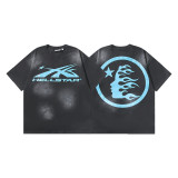 25ss cross-border foreign trade HELLSTAR American-style trendy brand high street vintage washed distressed short-sleeve unisex T-shirt